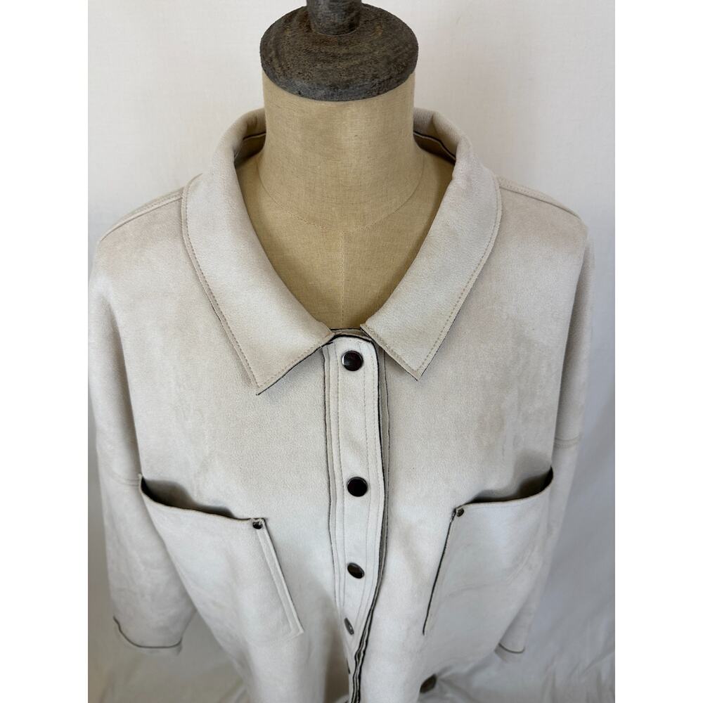 NWT Dear John BOUTIQUE Oversized Ivory Faux Suede Jacket / Shacket XL #0252 XL - Picture 5 of 9